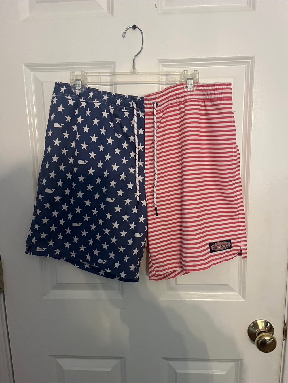 Vineyard Vines Red & Navy American Flag Swim Board Shorts